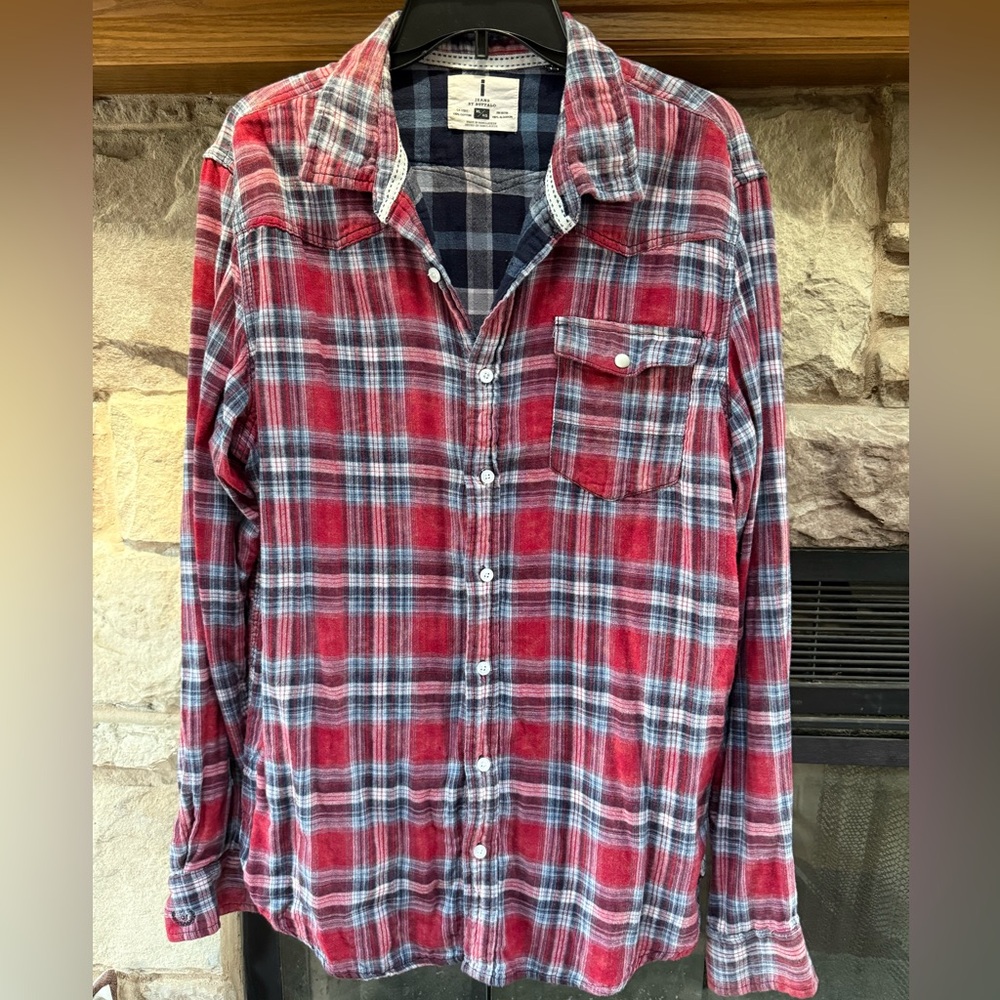 i jeans by Buffalo Red and Blue Plaid Men's Shirt